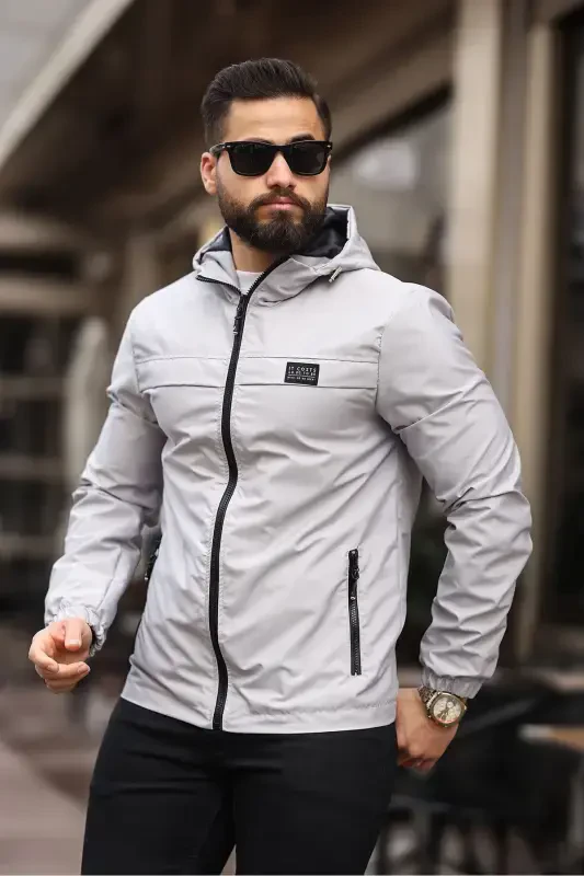 NEW SEASON MEN'S WATER & WINDPROOF RAINCOAT SEASONAL JACKET-GRAY - S&M CLOTHİNG