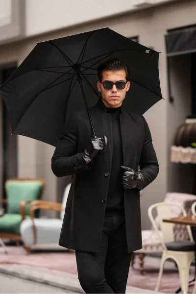 New Season Men's Wool Blend Peacoat with Stand Collar - 3