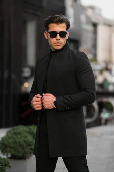 New Season Men's Wool Blend Peacoat with Stand Collar - 5