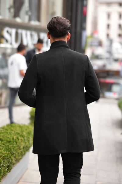 New Season Men's Wool Blend Peacoat with Stand Collar - 8