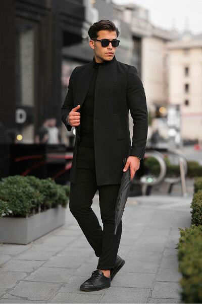 New Season Men's Wool Blend Peacoat with Stand Collar - MODERK (1)