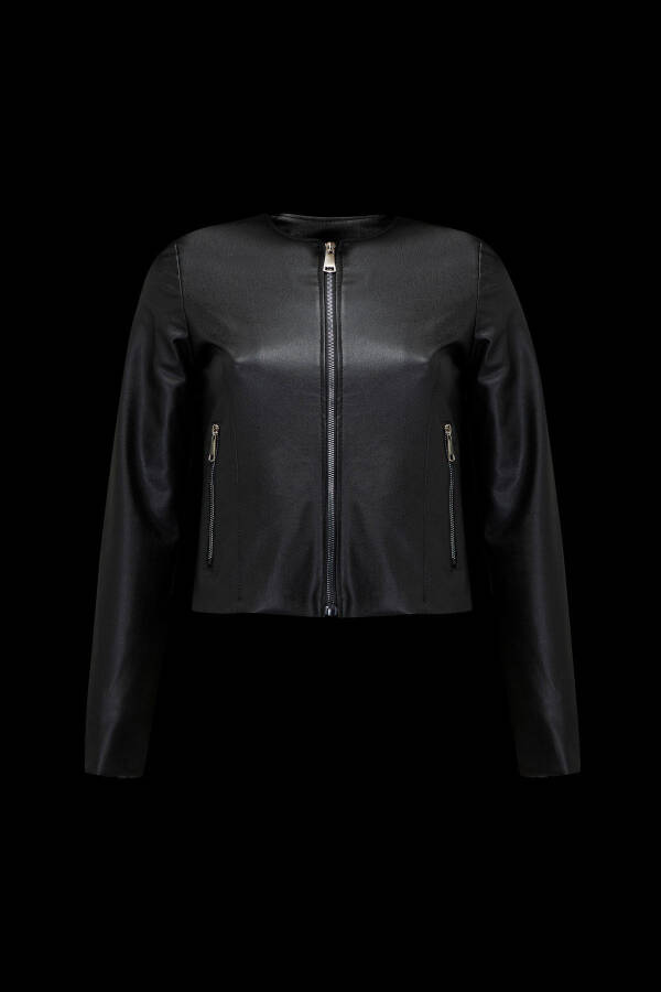 New Season Plain Leather Jacket - 4