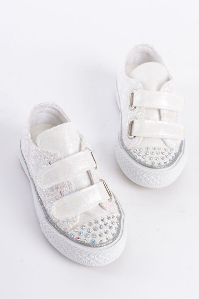 New Season Stone-Embellished Velcro Mother-of-Pearl Girls' Shoes, Orthopedic Girls' Everyday Shoes 21-30 Light-Up - 2