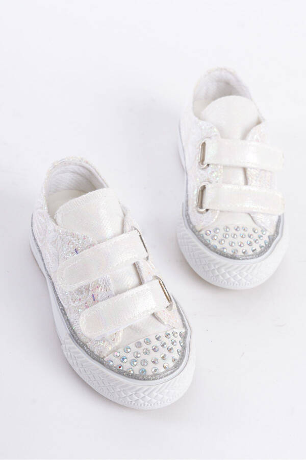 New Season Stone-Embellished Velcro Mother-of-Pearl Girls' Shoes, Orthopedic Girls' Everyday Shoes 21-30 Light-Up - 2