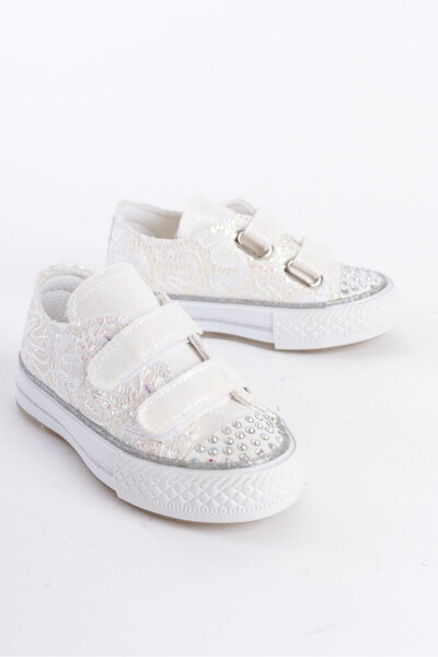 New Season Stone-Embellished Velcro Mother-of-Pearl Girls' Shoes, Orthopedic Girls' Everyday Shoes 21-30 Light-Up - 3