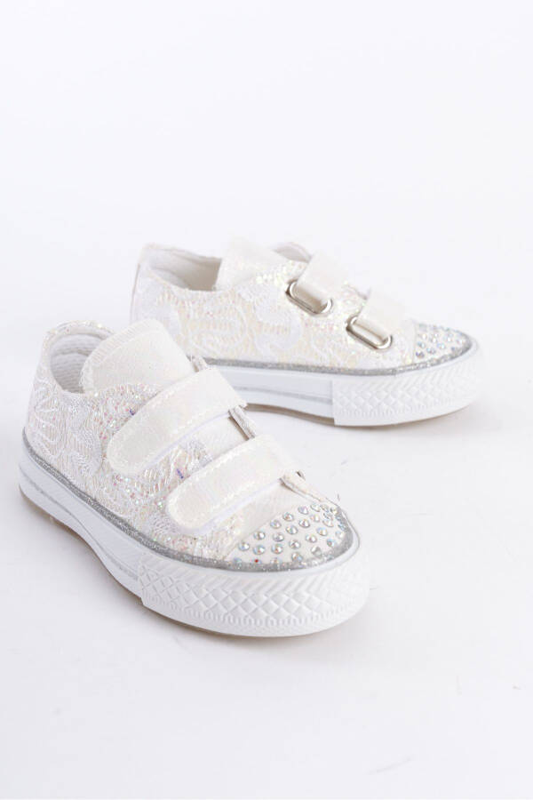 New Season Stone-Embellished Velcro Mother-of-Pearl Girls' Shoes, Orthopedic Girls' Everyday Shoes 21-30 Light-Up - 3