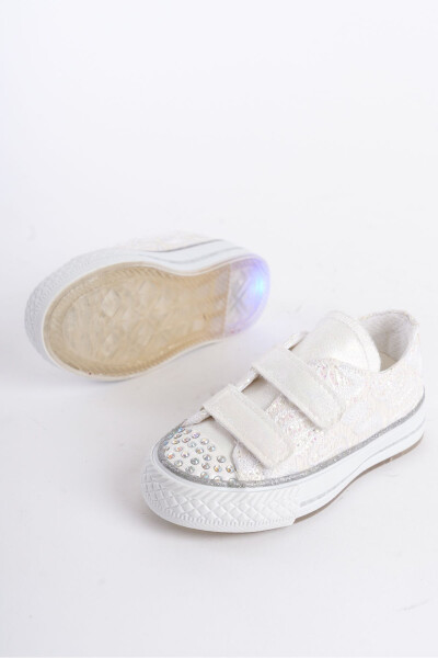 New Season Stone-Embellished Velcro Mother-of-Pearl Girls' Shoes, Orthopedic Girls' Everyday Shoes 21-30 Light-Up - 4