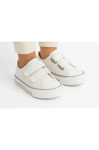New Season Velcro White Glitter Girls Shoes, Orthopedic Girls Daily Shoes 21-30 Lighted-White - 4