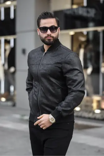 New Season Vintage Napa Leather College Jacket - Black Napa - 3