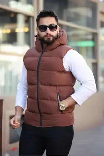 NEW SEASON WATERPROOF PUFFER VEST-Brown - 1