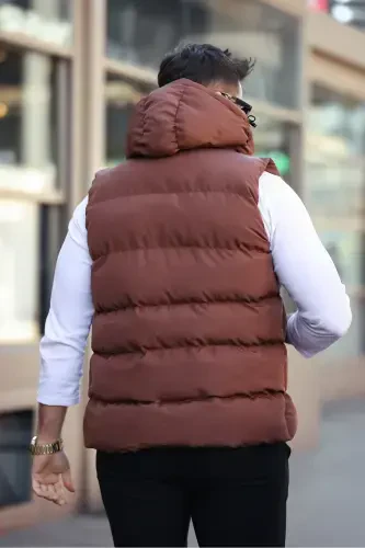 NEW SEASON WATERPROOF PUFFER VEST-Brown - 4