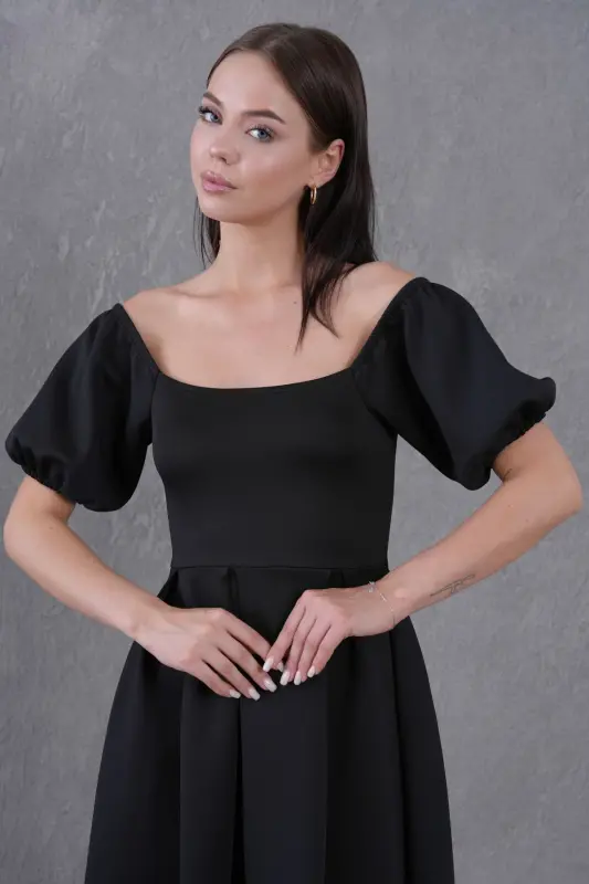 New Season Women's Flexible Scuba Fabric Square Neck Prom - 2