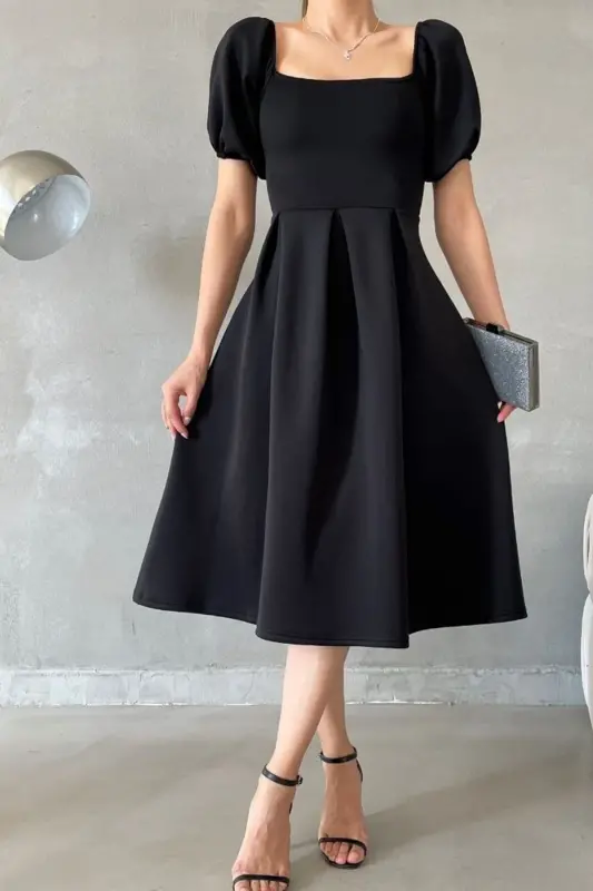 New Season Women's Flexible Scuba Fabric Square Neck Prom - 4