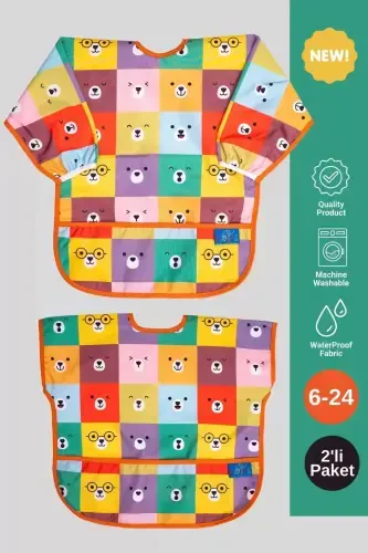 New Trend 2-Piece Set Bib-Activity Apron Colorful Bears 6-24 Months - ANP MODA TASARIM (1)