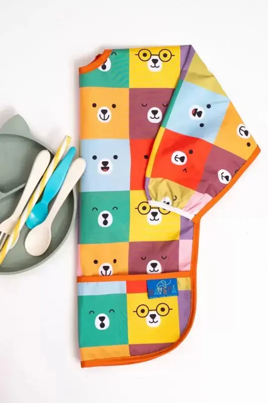 New Trend 2-Piece Set Bib-Activity Apron Colorful Bears 6-24 Months - 4