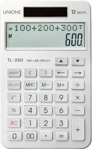 New, Two Line Display, Desktop Calculator. History Function- 30 Memories, Calculator with Large LCD for Home & Office Use, 4.5×7 inch (Silver) - UNIONE