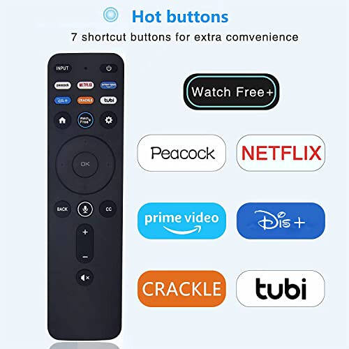 New Universal Vizio Remote XRT260 IR Replacement Fit for All Vizio V-Series, M-Series 4K HDR Smart TV Without Voice Command with Netflix, PrimeVideo, DSY+, Tubi, Watchfree, Peacock, Crackle Buttons - 2