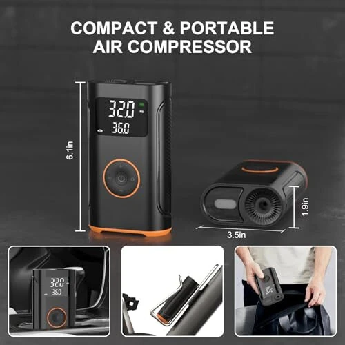 (New Upgrade) ZSX Tire Inflator Portable Air Compressor-160 PSI Air Pump with Memory Function, Electric Bike Pump with Tire Pressure Gauge, Tire Inflator for Car, Gifts for Men Husband Father - 6
