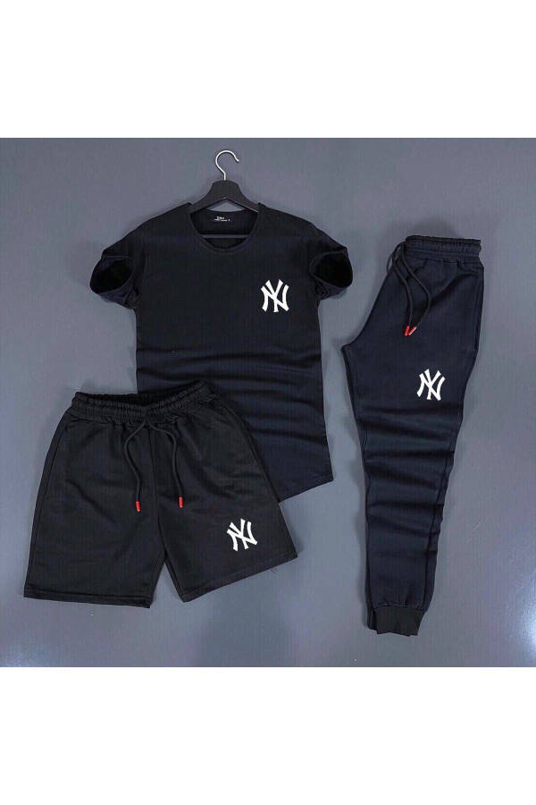 New York Printed Black Unisex Summer Tracksuit - 1