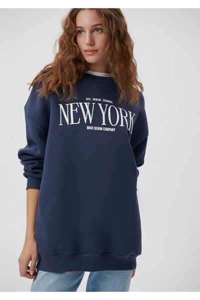 New York Printed Blue Sweatshirt 1612008-85315 - MAVI