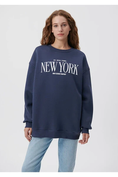 New York Printed Blue Sweatshirt 1612008-85315 - MAVI (1)