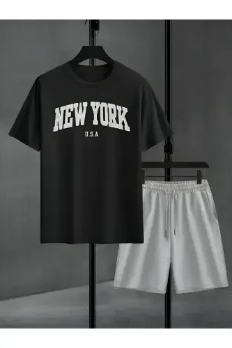 New York printed tracksuit shorts & t-shirt - 1