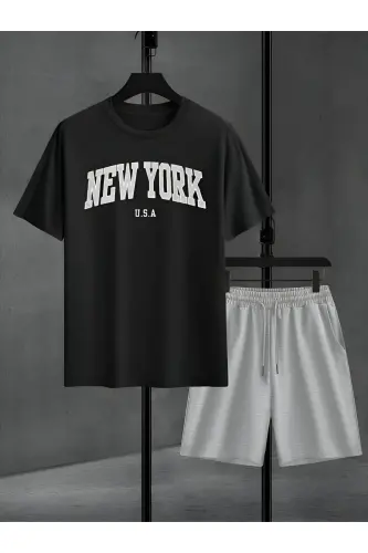 New York printed tracksuit shorts & t-shirt 
