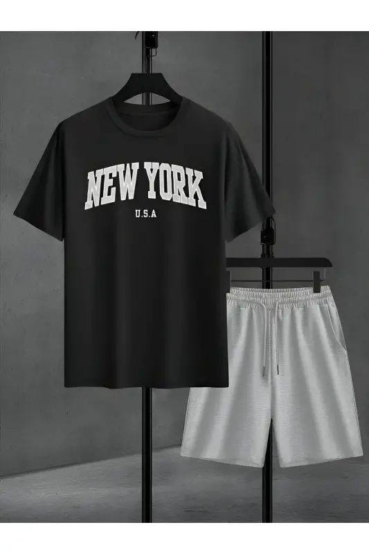 New York printed tracksuit shorts & t-shirt - TRENDGAR