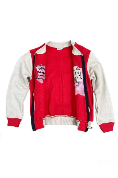 New York State Embroidered Thistle Boys Red College Jacket Hoodie - Modazone (1)