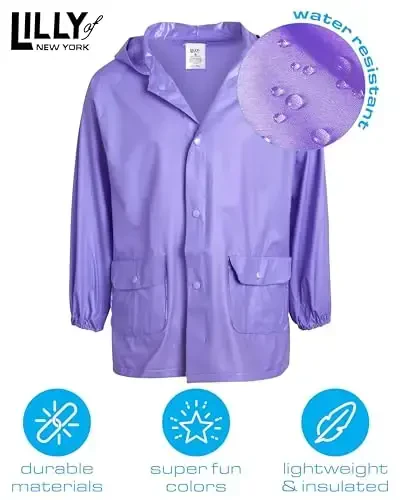 Lilly of New York Girls' Raincoat - Waterproof Rain Jacket - Hooded Slicker Raincoat for Infants, Toddlers, Girls (12M-6) - LILLY (1)