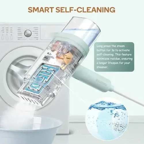 Newbealer Dual Voltage Travel Steamer - 120V/220V Handheld Steamer for Clothes, 1200W Horizontal & Vertical Steaming, 20s Heat-up, Foldable, 180ml Garment Wrinkle Remover (Green) - 6