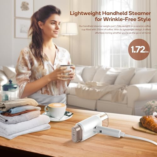 Newbealer Dual Voltage Travel Steamer - 120V/220V Handheld Steamer for Clothes, 1200W Horizontal & Vertical Steaming, 20s Heat-up, Foldable, 1.72lbs, 180ml Garment Wrinkle Remover (Gold) - 8