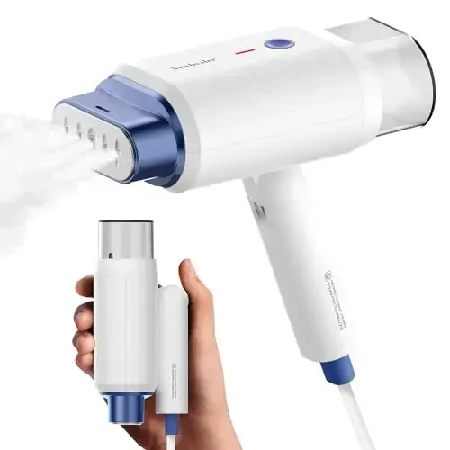 Newbealer Steamer for Clothes, 1200W Travel Steamer with Horizontal & Vertical Steaming, 2 Steam Levels, Dry Ironing, Foldable, 1.5lbs Lightly, 180ml Handheld Fabric Wrinkle Remover (120V Only) 
