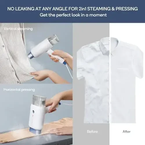 Newbealer Steamer for Clothes, 1200W Travel Steamer with Horizontal & Vertical Steaming, 2 Steam Levels, Dry Ironing, Foldable, 1.5lbs Lightly, 180ml Handheld Fabric Wrinkle Remover (120V Only) - 6
