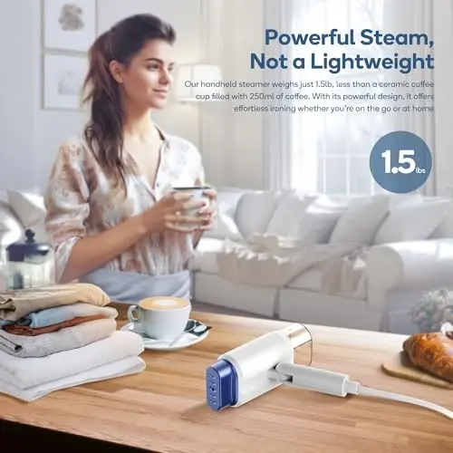 Newbealer Steamer for Clothes, 1200W Travel Steamer with Horizontal & Vertical Steaming, 2 Steam Levels, Dry Ironing, Foldable, 1.5lbs Lightly, 180ml Handheld Fabric Wrinkle Remover (120V Only) - 5