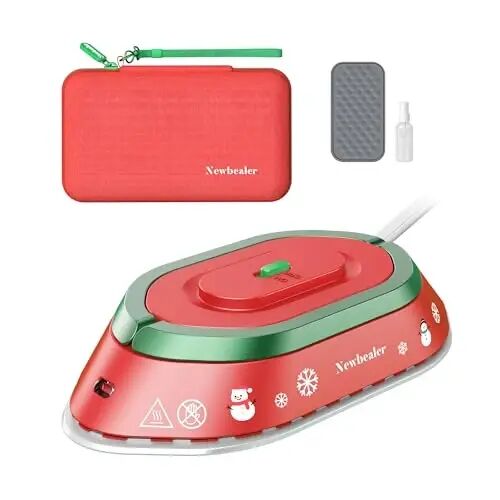 Newbealer Travel Iron Set, 100-240V Mini Dry Iron for Clothes (No Steam) | Max 300W, Heats in 60s, 302℉ Ceramic Soleplate, Handy Heat Press, 0.8lbs Lightweight for Quick Touch-ups Worldwide - Newbealer