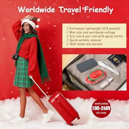 Newbealer Travel Iron Set, 100-240V Mini Dry Iron for Clothes (No Steam) | Max 300W, Heats in 60s, 302℉ Ceramic Soleplate, Handy Heat Press, 0.8lbs Lightweight for Quick Touch-ups Worldwide - 3
