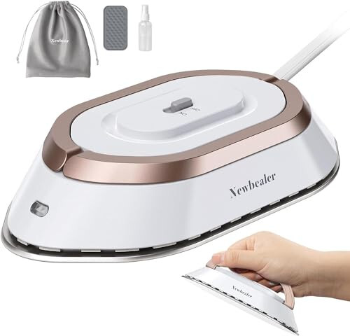 Newbealer Travel Iron with Dual Voltage - 120V/220V Mini Dry Iron for Clothes (No Steam), Non-Stick Ceramic Soleplate, 302℉ Heat Press Machine for Quilting & Sewing, 0.95lbs Lightly (Gold) - 8