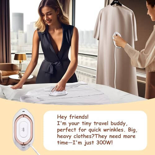 Newbealer Travel Iron with Dual Voltage - 120V/220V Mini Dry Iron for Clothes (No Steam), Non-Stick Ceramic Soleplate, 302℉ Heat Press Machine for Quilting & Sewing, 0.95lbs Lightly (Gold) - 14