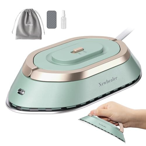 Newbealer Travel Iron with Dual Voltage - 120V/220V Mini Dry Iron for Clothes (No Steam), Non-Stick Ceramic Soleplate, 302℉ Heat Press Machine for Quilting & Sewing, 0.95lbs Lightly (Green) - 6