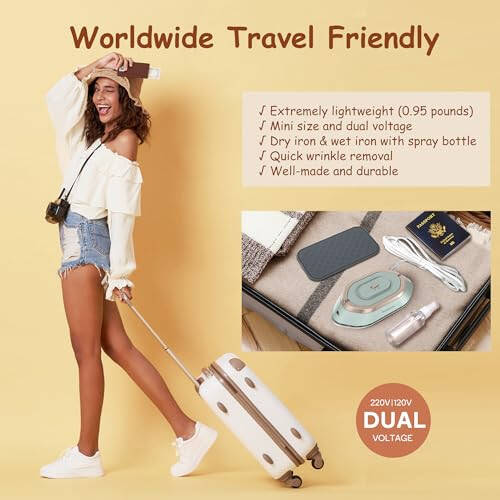 Newbealer Travel Iron with Dual Voltage - 120V/220V Mini Dry Iron for Clothes (No Steam), Non-Stick Ceramic Soleplate, 302℉ Heat Press Machine for Quilting & Sewing, 0.95lbs Lightly (Green) - 13