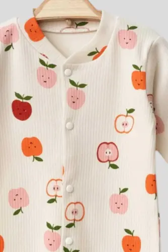 Newborn Baby Apple Print Snap-Front Baby Romper - 6