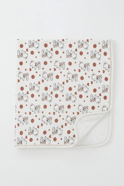 Newborn Baby Blanket Cute Baby Bear Patterned Standard, Ecru - BREEZE (1)
