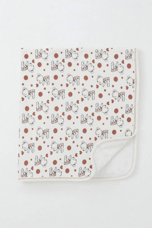 Newborn Baby Blanket Cute Baby Bear Patterned Standard, Ecru - 2