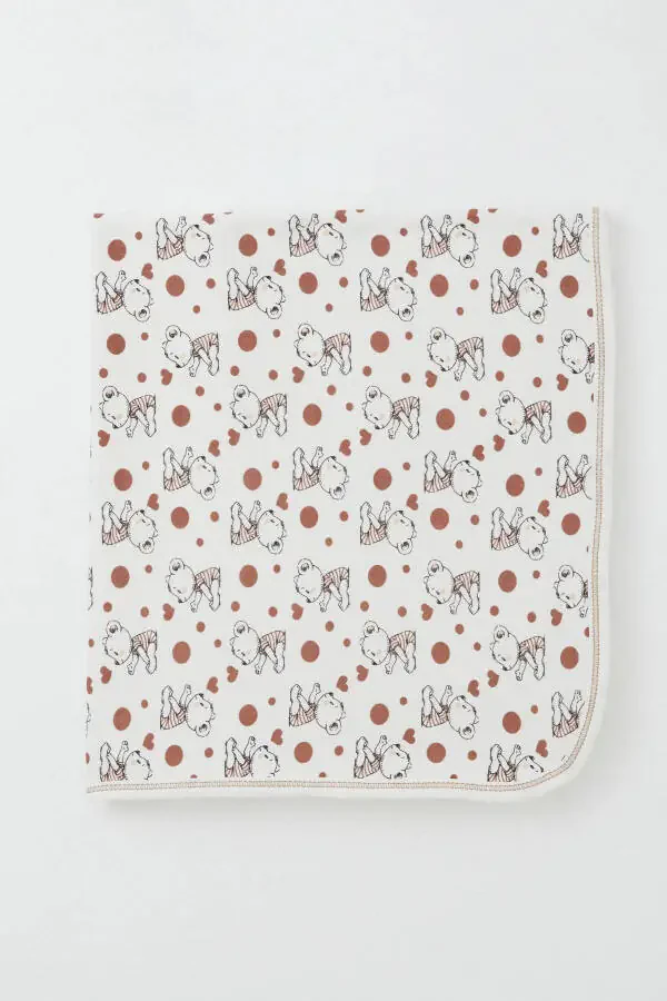 Newborn Baby Blanket Cute Baby Bear Patterned Standard, Ecru - 1
