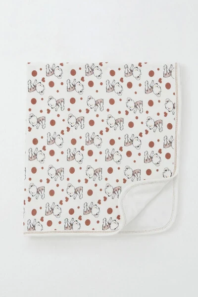 Newborn Baby Blanket Cute Baby Bear Patterned Standard, Ecru - Modazone (1)