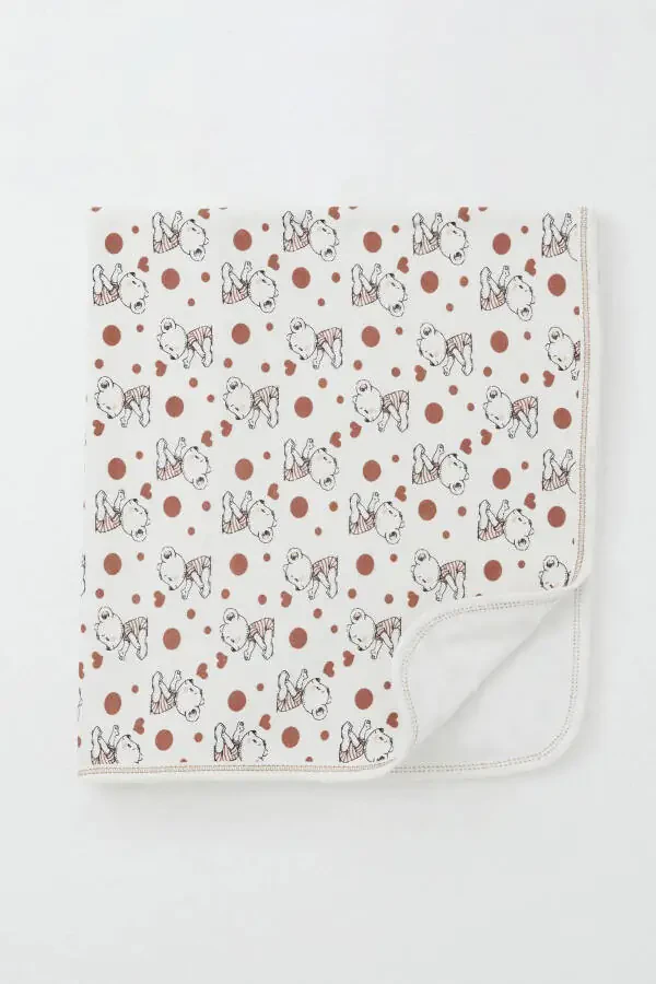 Newborn Baby Blanket Cute Baby Bear Patterned Standard, Ecru - 2