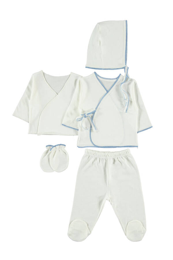 Newborn Baby Boy Blue Cotton 5-Piece Emergency Care Set - 1