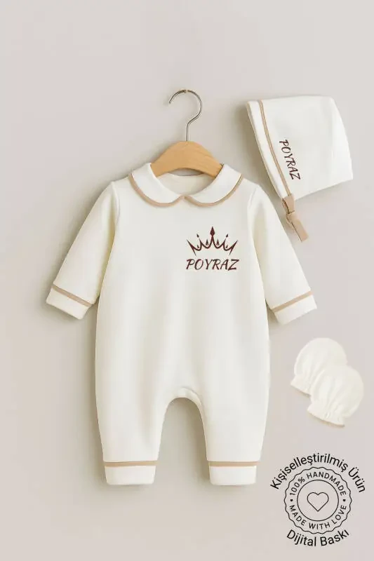 Newborn Baby Boy Personalized Baby Romper Hospital Discharge Baby Memory Set Mawlid Set Gift - 1