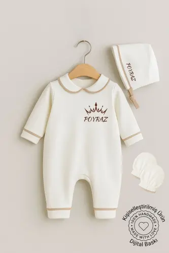Newborn Baby Boy Personalized Baby Romper Hospital Discharge Baby Memory Set Mawlid Set Gift - 1